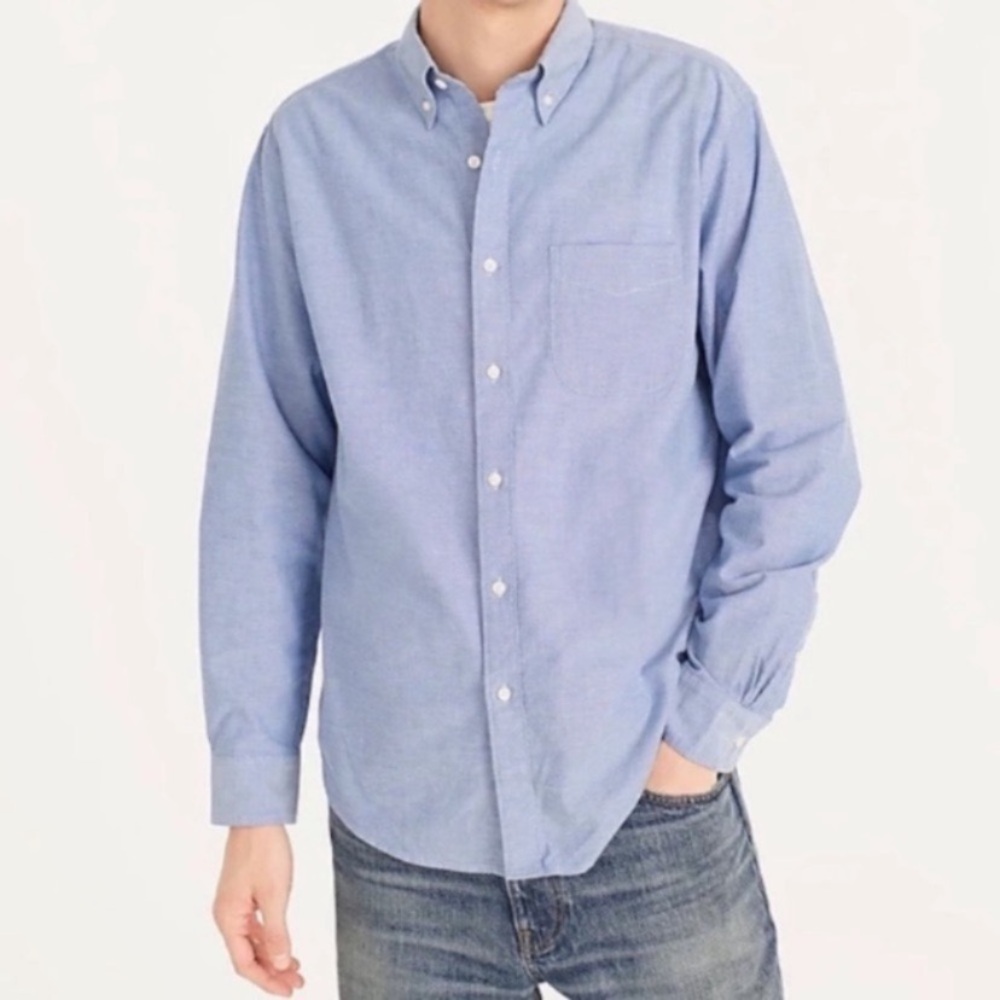 J Crew Men's Blue Button-Down Shirt
